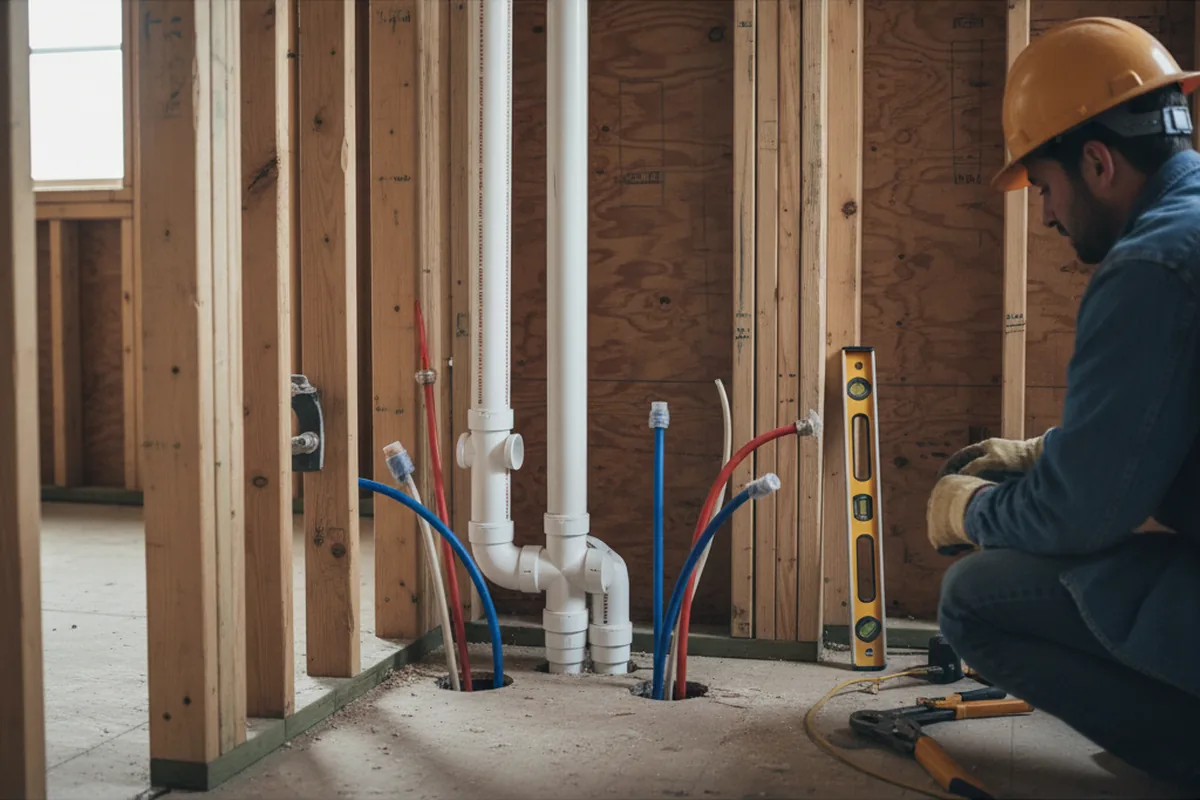 Drain and supply rough-in during Garbage Disposal Repair in Huntingdon